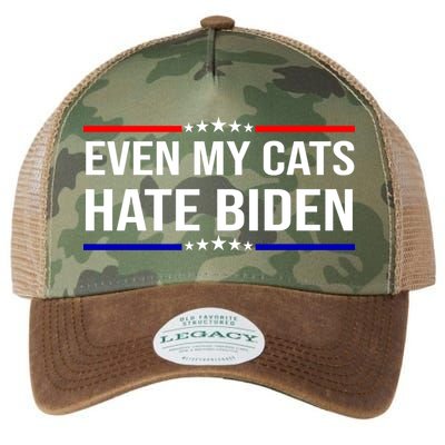 Even My Cats Hate Biden Funny Anti Biden FJB Legacy Tie Dye Trucker Hat