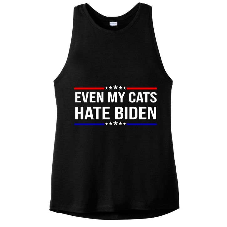 Even My Cats Hate Biden Funny Anti Biden FJB Ladies PosiCharge Tri-Blend Wicking Tank