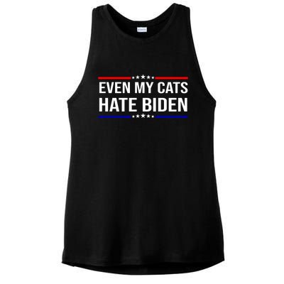 Even My Cats Hate Biden Funny Anti Biden FJB Ladies PosiCharge Tri-Blend Wicking Tank