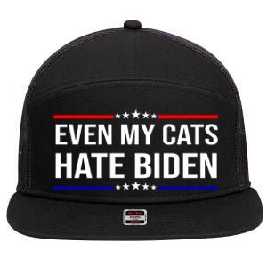 Even My Cats Hate Biden Funny Anti Biden FJB 7 Panel Mesh Trucker Snapback Hat