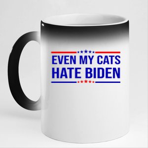 Even My Cats Hate Biden Funny Anti Biden FJB 11oz Black Color Changing Mug