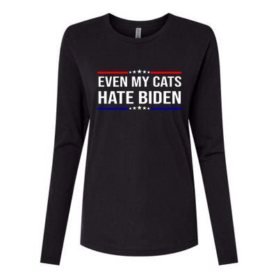 Even My Cats Hate Biden Funny Anti Biden FJB Womens Cotton Relaxed Long Sleeve T-Shirt