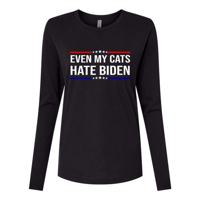 Even My Cats Hate Biden Funny Anti Biden FJB Womens Cotton Relaxed Long Sleeve T-Shirt