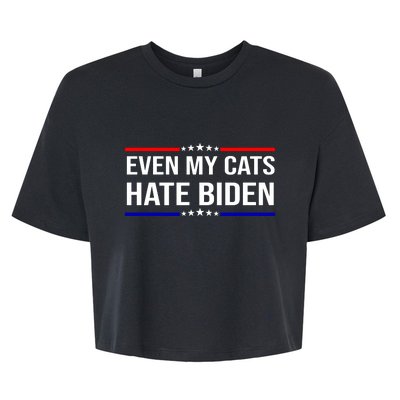 Even My Cats Hate Biden Funny Anti Biden FJB Bella+Canvas Jersey Crop Tee