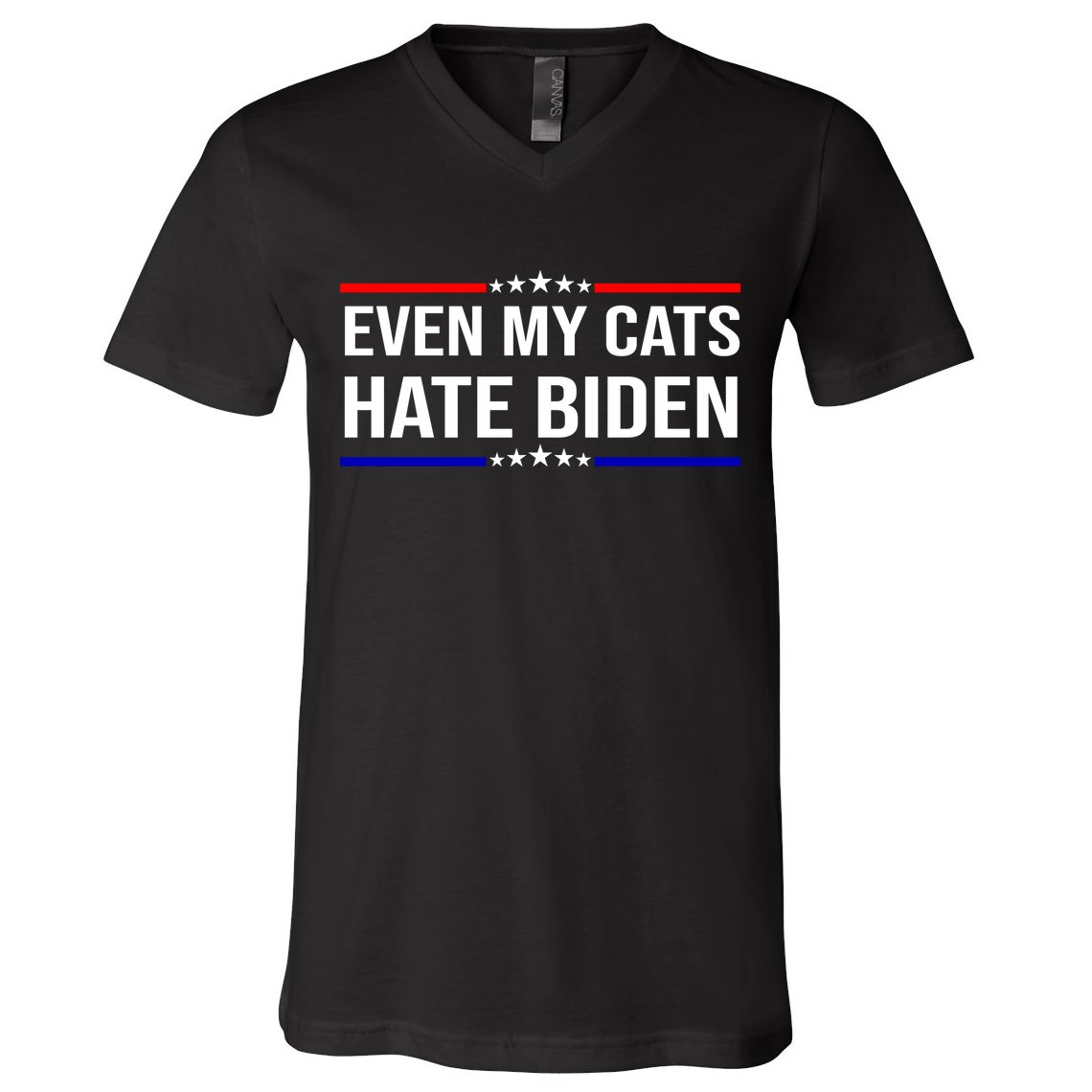 Even My Cats Hate Biden Funny Anti Biden FJB V-Neck T-Shirt