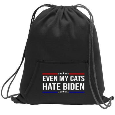 Even My Cats Hate Biden Funny Anti Biden FJB Sweatshirt Cinch Pack Bag