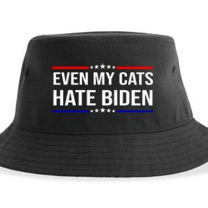 Even My Cats Hate Biden Funny Anti Biden FJB Sustainable Bucket Hat