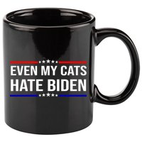 Even My Cats Hate Biden Funny Anti Biden FJB 11oz C Handle Ceramic Mug