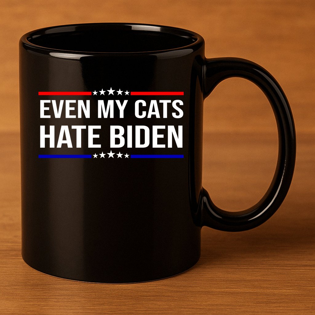 Even My Cats Hate Biden Funny Anti Biden FJB 11oz C Handle Ceramic Mug
