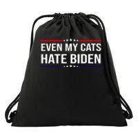 Even My Cats Hate Biden Funny Anti Biden FJB Drawstring Bag