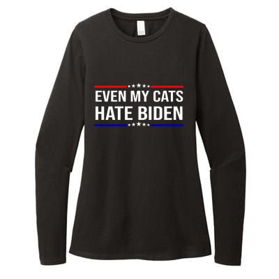 Even My Cats Hate Biden Funny Anti Biden FJB Womens CVC Long Sleeve Shirt