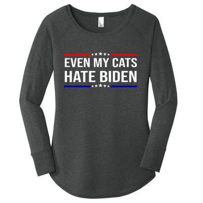 Even My Cats Hate Biden Funny Anti Biden FJB Women's Perfect Tri Tunic Long Sleeve Shirt