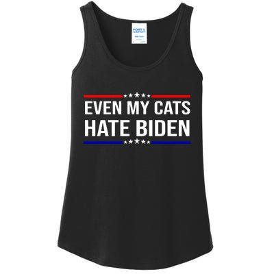 Even My Cats Hate Biden Funny Anti Biden FJB Ladies Essential Tank