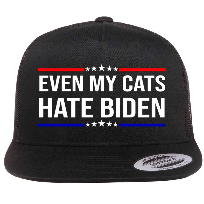 Even My Cats Hate Biden Funny Anti Biden FJB Flat Bill Trucker Hat