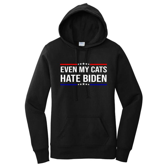 Even My Cats Hate Biden Funny Anti Biden FJB Women's Pullover Hoodie