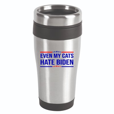 Even My Cats Hate Biden Funny Anti Biden FJB 16oz Travel Tumbler