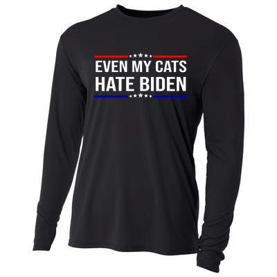 Even My Cats Hate Biden Funny Anti Biden FJB Cooling Performance Long Sleeve Crew