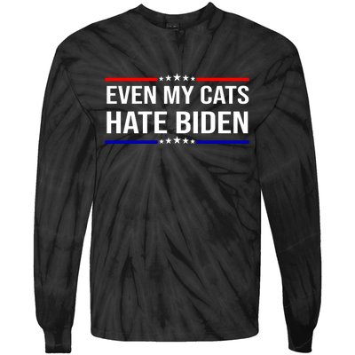 Even My Cats Hate Biden Funny Anti Biden FJB Tie-Dye Long Sleeve Shirt