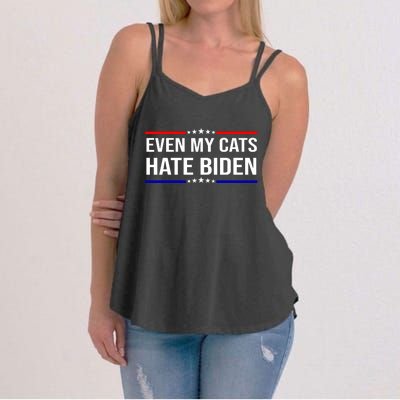 Even My Cats Hate Biden Funny Anti Biden FJB Women's Strappy Tank