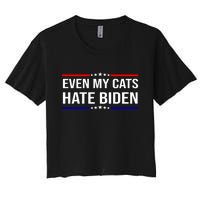 Even My Cats Hate Biden Funny Anti Biden FJB Women's Crop Top Tee