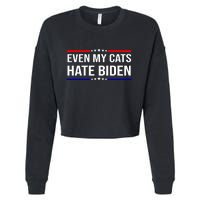 Even My Cats Hate Biden Funny Anti Biden FJB Cropped Pullover Crew