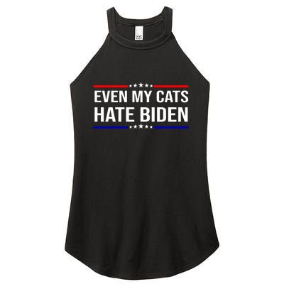 Even My Cats Hate Biden Funny Anti Biden FJB Women's Perfect Tri Rocker Tank