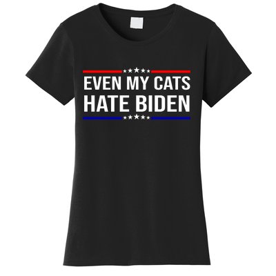 Even My Cats Hate Biden Funny Anti Biden FJB Women's T-Shirt