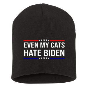 Even My Cats Hate Biden Funny Anti Biden FJB Short Acrylic Beanie