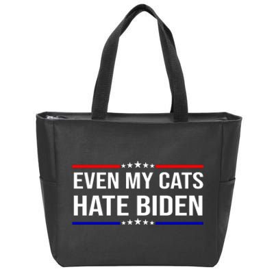 Even My Cats Hate Biden Funny Anti Biden FJB Zip Tote Bag