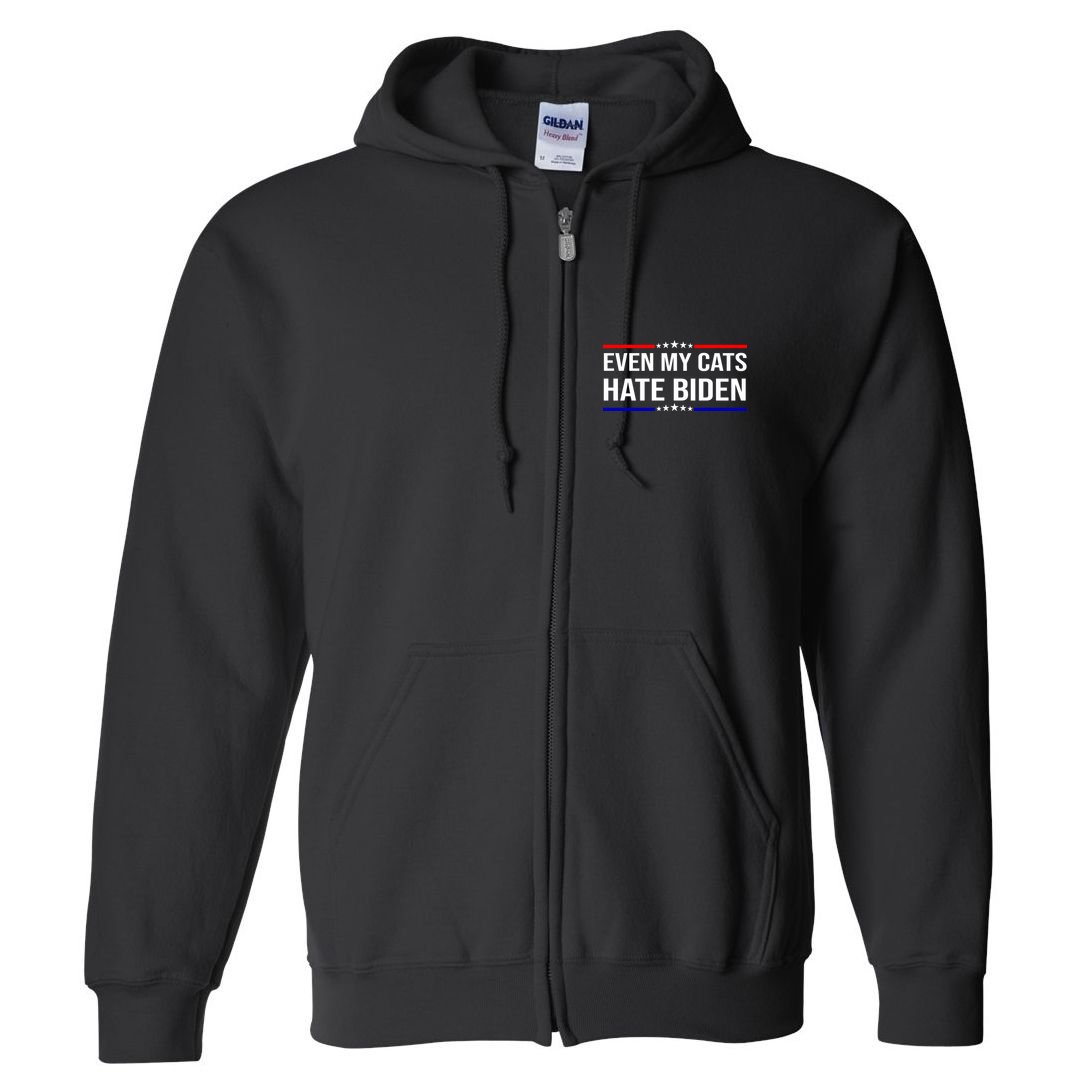 Even My Cats Hate Biden Funny Anti Biden FJB Full Zip Hoodie