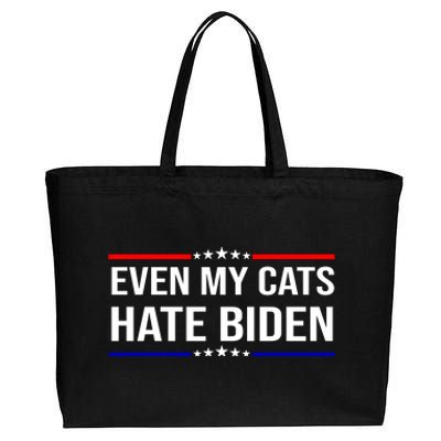 Even My Cats Hate Biden Funny Anti Biden FJB Cotton Canvas Jumbo Tote