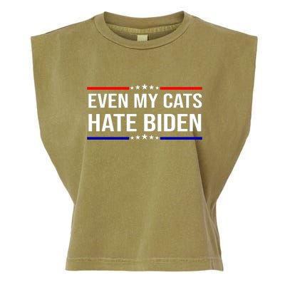 Even My Cats Hate Biden Funny Anti Biden FJB Garment-Dyed Women's Muscle Tee