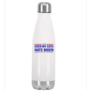 Even My Cats Hate Biden Funny Anti Biden FJB Stainless Steel Insulated Water Bottle