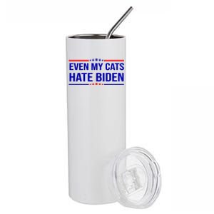 Even My Cats Hate Biden Funny Anti Biden FJB Stainless Steel Tumbler