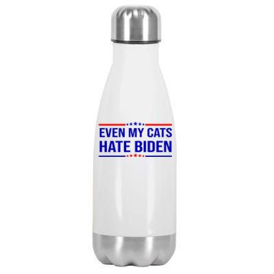 Even My Cats Hate Biden Funny Anti Biden FJB Stainless Steel Insulated Water Bottle