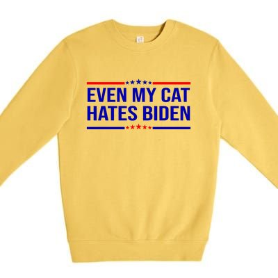 Even My Cat Hates Biden Funny Anti Biden FJB Premium Crewneck Sweatshirt