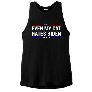 Even My Cat Hates Biden Funny Anti Biden FJB Ladies PosiCharge Tri-Blend Wicking Tank