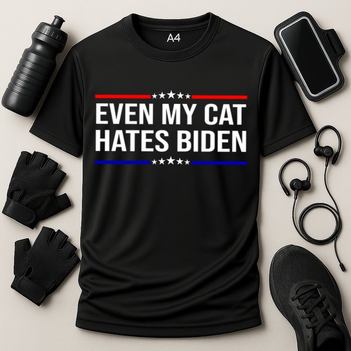 Even My Cat Hates Biden Funny Anti Biden FJB Cooling Performance Crew T-Shirt