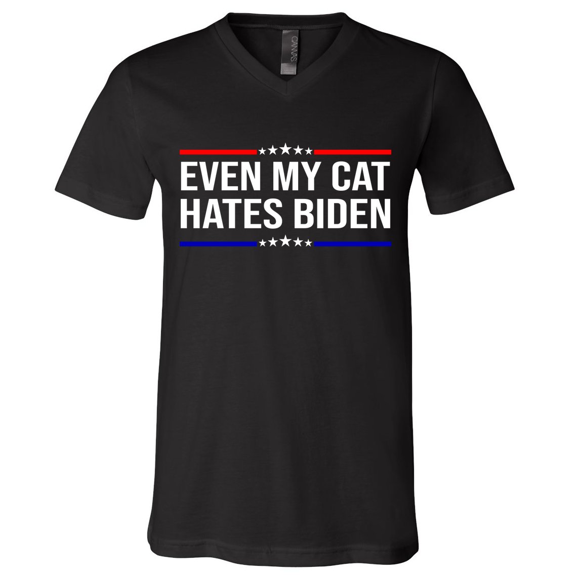 Even My Cat Hates Biden Funny Anti Biden FJB V-Neck T-Shirt