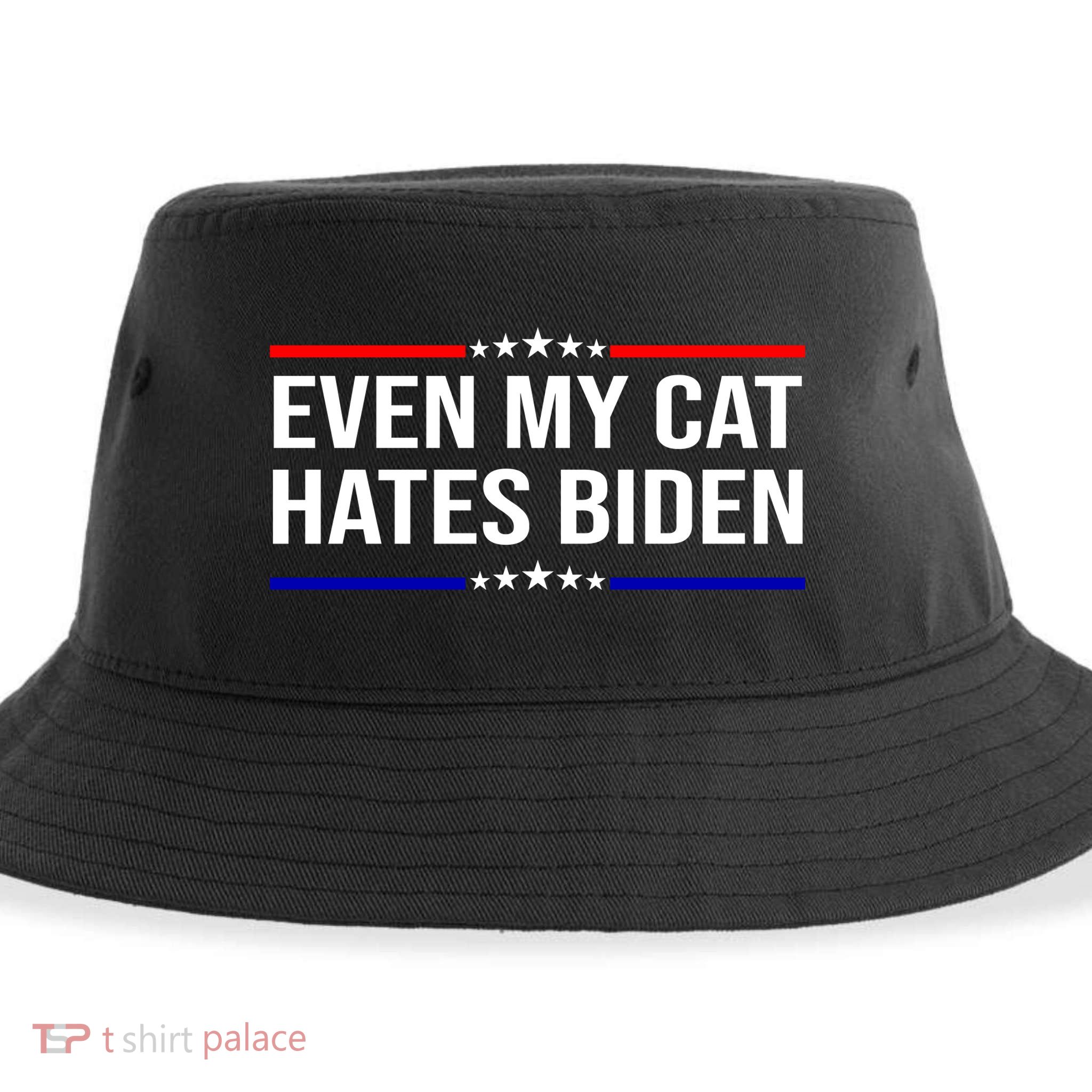 Even My Cat Hates Biden Funny Anti Biden FJB Sustainable Bucket Hat