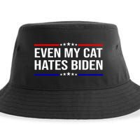 Even My Cat Hates Biden Funny Anti Biden FJB Sustainable Bucket Hat