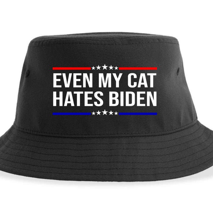 Even My Cat Hates Biden Funny Anti Biden FJB Sustainable Bucket Hat