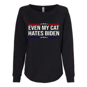 Even My Cat Hates Biden Funny Anti Biden FJB Womens California Wash Sweatshirt