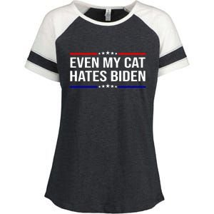 Even My Cat Hates Biden Funny Anti Biden FJB Enza Ladies Jersey Colorblock Tee