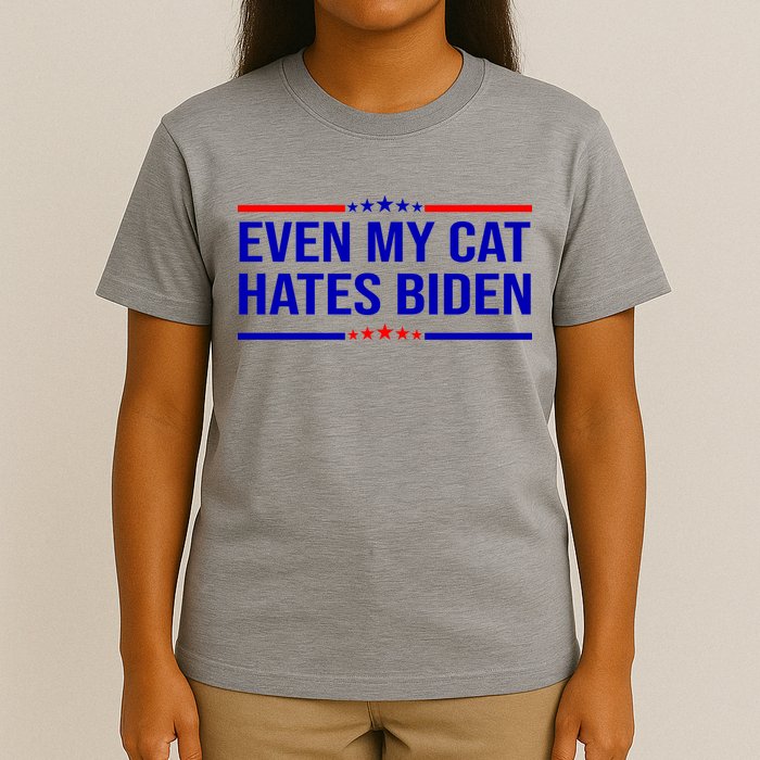 Even My Cat Hates Biden Funny Anti Biden FJB T-Shirt