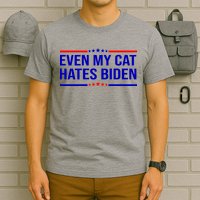 Even My Cat Hates Biden Funny Anti Biden FJB T-Shirt