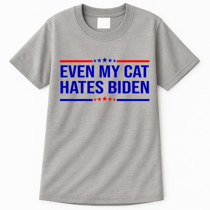 Even My Cat Hates Biden Funny Anti Biden FJB Tall T-Shirt