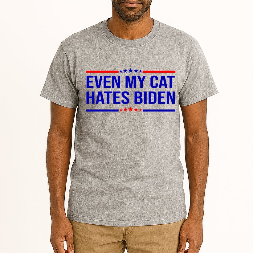Even My Cat Hates Biden Funny Anti Biden FJB Tall T-Shirt