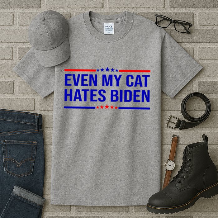 Even My Cat Hates Biden Funny Anti Biden FJB Tall T-Shirt