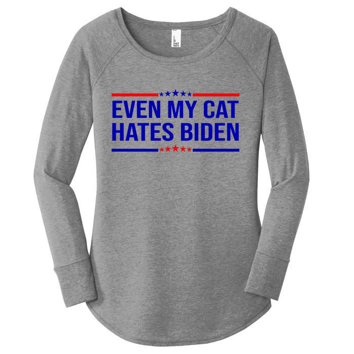 Even My Cat Hates Biden Funny Anti Biden FJB Women's Perfect Tri Tunic Long Sleeve Shirt